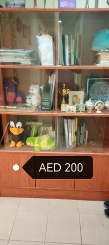 Wooden Display Cabinet / Bookshelf with Glass Doors – AED 200