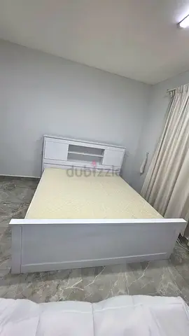 Pan Home White wooden King Size  bed frame with headboard and mattress - good condition