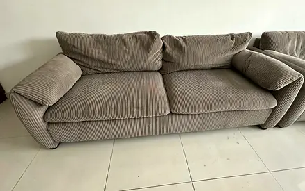 Comfortable Grey Corduroy 3-Seater Sofa