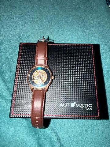 Titan Skeleton Dial Men's Watch with Brown Leather Strap - New with 2 years international warranty