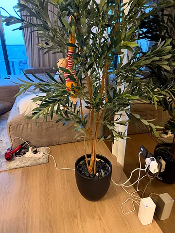 Large artificial olive tree in decorative black pot — ready to use