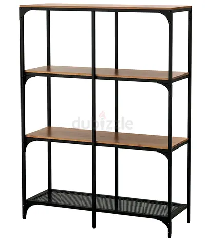 Industrial 4-Tier Metal & Wood Shelf Unit