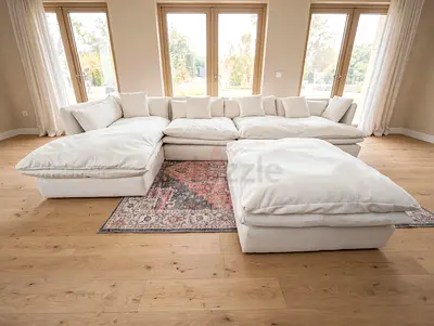 Marina home L Shape Feather filled Sofa Beige