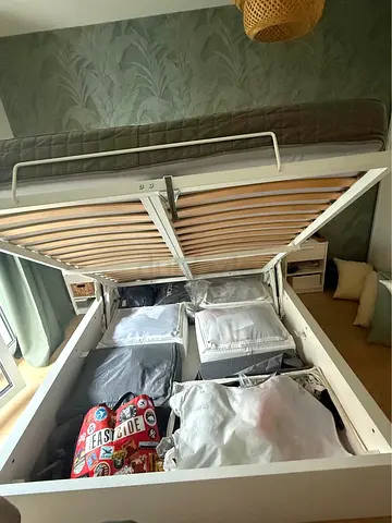 IKEA Queen Hydraulic Storage Bed With Mattress