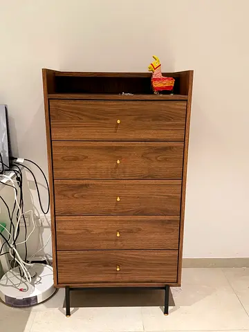 Tall wooden chest of drawers IKEA RADMANSO - walnut finish, good condition