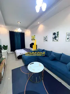 Luxury second-occupancy studio with separate kitchen and open view. Fully furnished. ✨ Ajman Al Ra