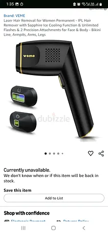 Veme IPL Laser Hair Removal Device - Brand New, Unused