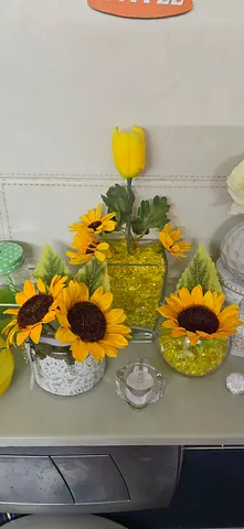 Artificial Sunflower Table Decor — Set of Decorative Vases
