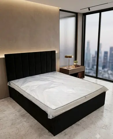 Black Upholstered Bed Frame 180x200