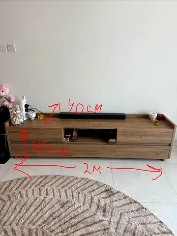 Wooden TV Unit / Entertainment Console - 2m, good condition