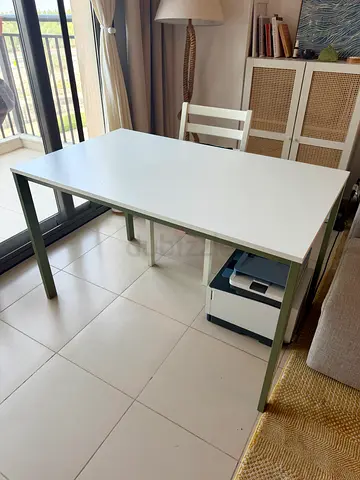 IKEA VIHALS white rectangular study/ dining table with green legs