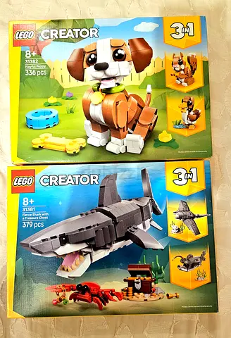 LEGO Creator 3in1 — Puppy (31382) & Shark (31381) — New/Sealed