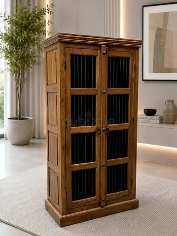Solid Wood Vintage Display Cabinet / Pantry Cupboard - Good Condition