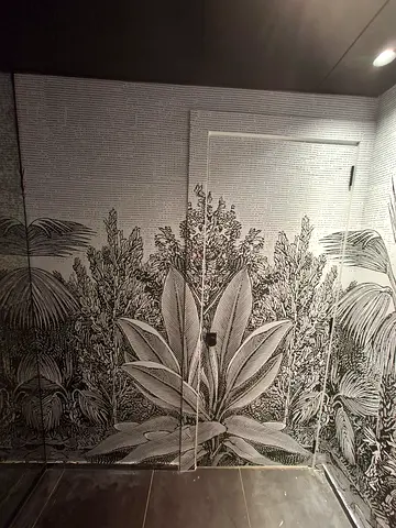Large Black & White Botanical Wall Mural Wallpaper - Used