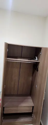 Used 2-Door Wooden Wardrobe with Drawers - Good Condition
