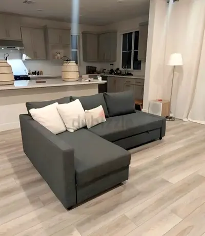 Grey L-Shaped Sofa with Chaise Lounge