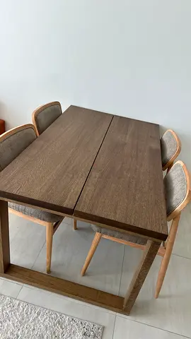 Solid Wood Extendable Dining Table with 4 Chairs - Light Oak
