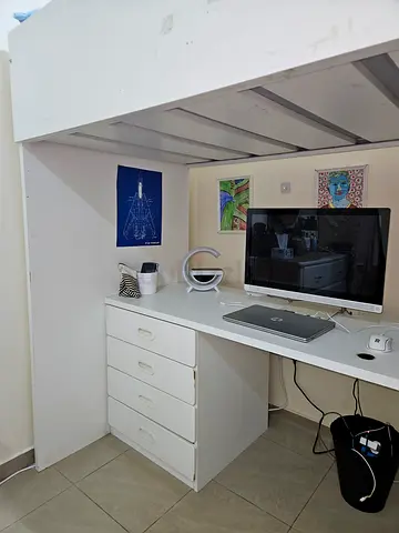 IKEA Smastad / Stuva Loft Bed with Desk, Drawers & Wardrobe (White)
