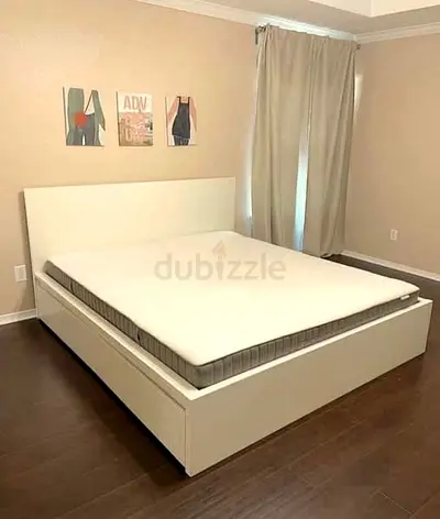 IKEA White MALM King Storage Bed with IKEA Mattress 180 x 200 cm