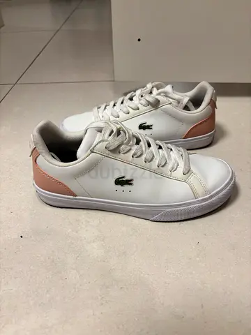 Lacoste white leather sneakers with pink accents, 37 size