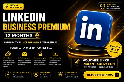 LinkedIn Premium Business | 1 Year | Business and Company Insights | Premium Profile Badge