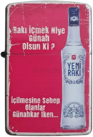 Vintage Yeni Raki Branded Metal Flip Lighter - Collectible 11