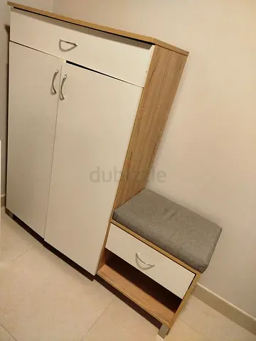 Wooden shoe cabinet with cushioned seat - good condition 300 fixed price