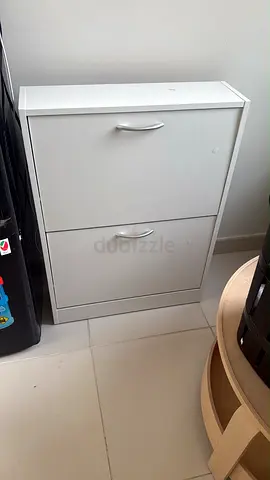 White 2-Drawer Shoe Cabinet / Storage Unit - Compact