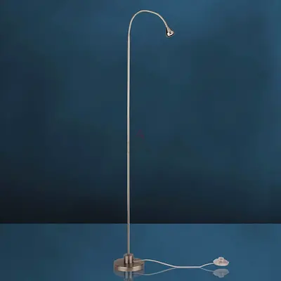 Busch Slim adjustable floor reading lamp, brushed metal