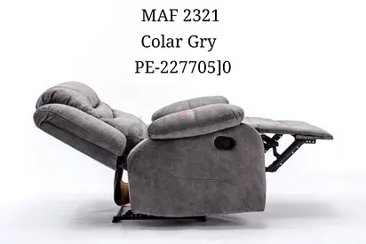 Grey Recliner Armchair - Plush Upholstery, Manual Recline