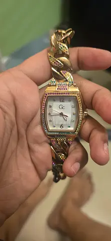 GC Gold-tone women's bracelet watch with crystal accents (working)