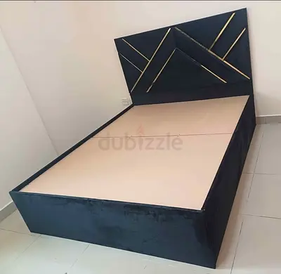 New Queen size velvet bed frame with geometric headboard