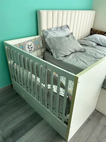 IKEA white baby crib - with mattress