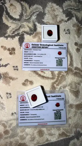 Certified Natural Hessonite Garnet Gemstones ()