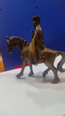 Bronze-style Figurine — Rider on Horse Statue-16cm height,16cm length