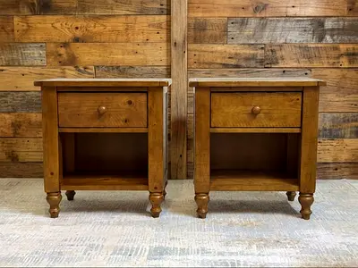 Pottery Barn Pair of Wooden Nightstands