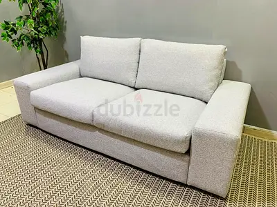 Light grey 3-seater fabric sofa in good condition