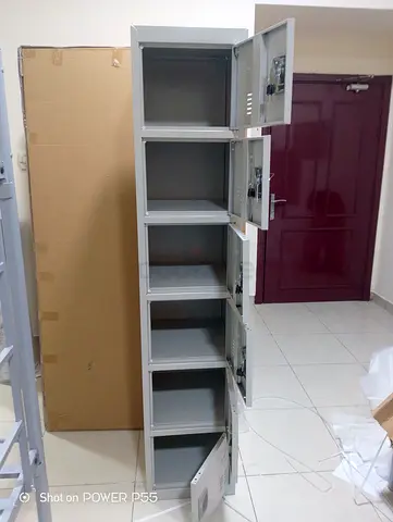6-Tier Metal Storage Locker Cabinet - Grey, Good Condition