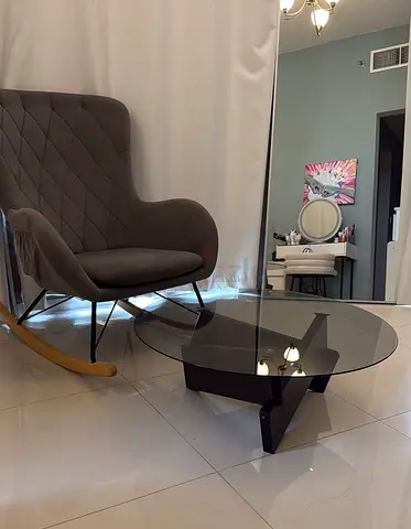 Flawless Condition Tauber Rocking Chair with Glass Center Table. 10 month old from Pan Emirates..