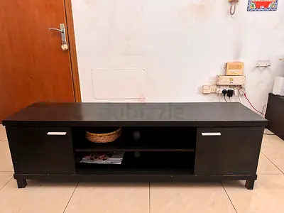 Coffee brown Danube TV cabinet with storage shelves and side doors
