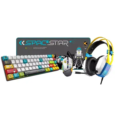 Professional Space Star RGB Mechanical Gaming Keyboard + Mouse + mousepad + Headset Combo