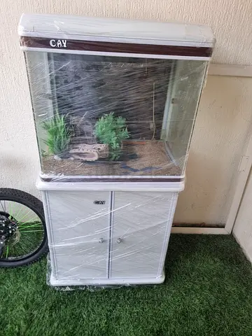 Glass terrarium / aquarium with cabinet - ready setup