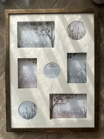 Multi-photo wooden collage frame with white mat (holds 7 photos)