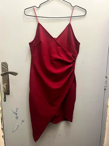 Maroon satin slip dress, size approx S/M — gently used