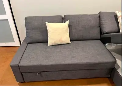 Grey 2-Seater Sofa Bed with Storage - Good Condition