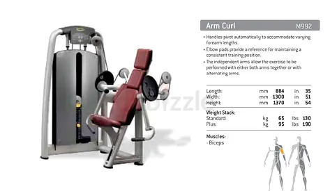Technogym Selection Arm Curl (M992) – Commercial Gym Machine