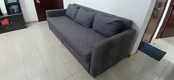 Dark grey 3-seater fabric sofa in good condition