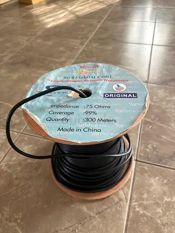 Coaxial/RG6 Cable on Wooden Reel — 300m