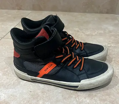Geox black high-top sneakers with orange accents - used once