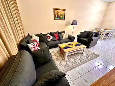 Furnished two-bedroom apartment with living room for monthly rent in Al Qasba, Sharjah